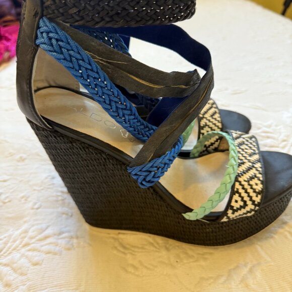 ALDO Platform Sandals Wedge Heels Size 8 - Picture 3 of 5
